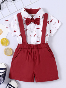 <span class=keywords><strong>Ensemble</strong></span> d'Été 2 Pièces pour Bébé Garçon: Haut à Manches Courtes et <span class=keywords><strong>Short</strong></span> à Bretelles Rouge 12-18 Mois - Product Image 2