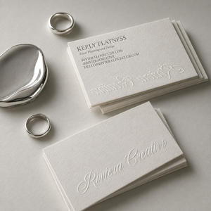 Tarjeta de Visita Personalizada con Estampado en Caliente, Relieve, UV Localizado, Esquinas Redondeadas, Papel de Algodón, Laminación en Blanco Calizo, Tarjeta de Visita - Product Image 1