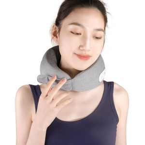 Oreiller de massage cervical en forme de U Rongyi Innovation, rechargeable avec chauffage et vibration, pour usage domestique, gris - Product Image 1