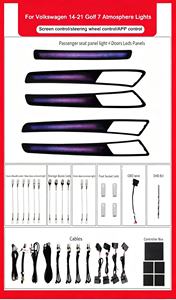 Kit d'éclairage d'ambiance automobile 64 couleurs pour Volkswagen <span class=keywords><strong>Golf</strong></span> <span class=keywords><strong>7</strong></span> MK7 2014-2021 LHD/RHD, éclairage LED synchronisé arc-en-ciel - Product Image 5