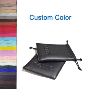 Bolsa de Piel Sintética Negra Pequeña con Cordón y Logotipo Grabado Personalizado para Empaque de Relojes y Joyería - Product Image 3