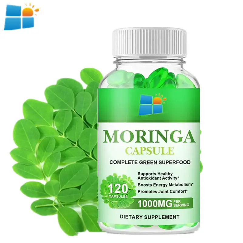 Cápsulas de Moringa por atacado OEM/ODM/OBM Suplementos de saúde orgânicos Mantenha a memória Cápsulas de Vitamina Moringa para perda de peso