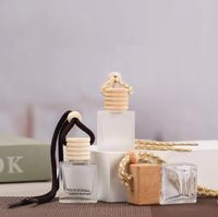 Diffuseur de désodorisant vide en verre givré pour voiture, bouteille de parfum suspendue avec bouchon en bois, vente en gros, 10ml