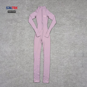 Tuta Intera a Collo Alto con Logo Personalizzato per Allenamento in Palestra, Body a Maniche Lunghe, Abbigliamento Sportivo a Costine per Donna - Product Image 6