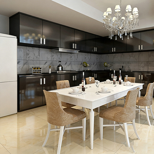 Meubles de cuisine modulaires personnalisés avec comptoir <span class=keywords><strong>en</strong></span> marbre/résine, charnières, robinet, panier de tiroir - Design moderne et écologique - Product Image 1