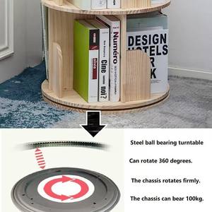 Estantería giratoria minimalista moderna de madera maciza, 3 niveles, 25,3 pulgadas de alto, color natural, estante de almacenamiento multiusos para sala de estar y dormitorio - Product Image 2