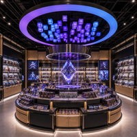 Vitrine de présentation TCG professionnelle robuste marron avec éclairage LED et logo personnalisé pour cartes de sport gradées