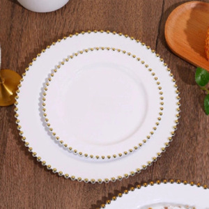 Platos Desechables BST PS Modernos de Lujo para Bodas, con Cuentas Doradas, de Plástico Duro, 7.5 y 10.25 Pulgadas, con Lámina Dorada Transparente - Product Image 4