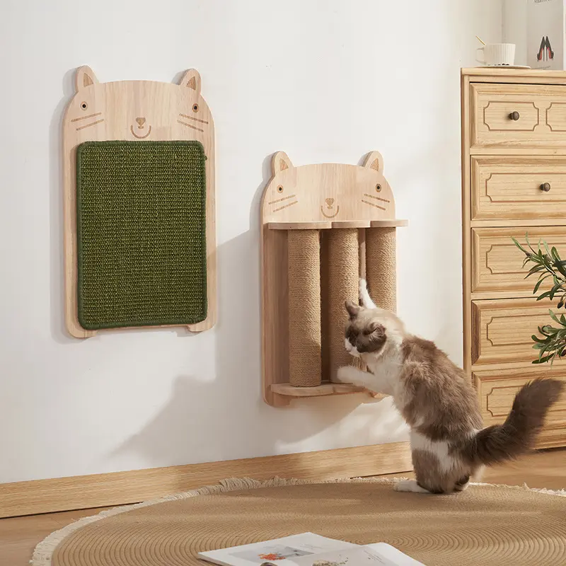 2024 yeni şık özel logo yavru dikey tırmalama kurulu Sisal duvara monte kedi Scratcher