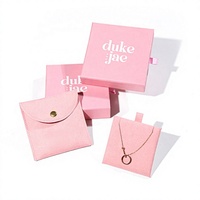 Boîte à bijoux personnalisée rose en gros avec ruban de tirage pour présentation de bracelets et pendentifs