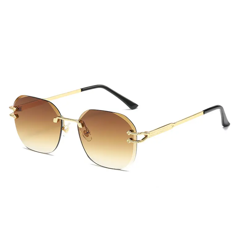HBK 2024 Vintage Rimless Sunglasses Retângulo Frameless Candy Cor Óculos Mulheres Homens