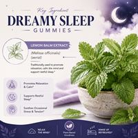 Gomitas para Dormir Sin Azúcar con Sabor Natural, Textura Masticable, Sensación Bucal Óptima, Ingredientes Probados en Laboratorio, Transparencia, Suministro Global, HACCP