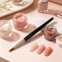 Fournitures professionnelles pour ongles de qualité salon, logo personnalisé, ensemble de 3 pinceaux pour nail art, pinceaux de coloration, de sculpture et de traçage
