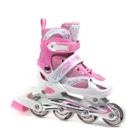 Patins à roulettes en ligne réglables pour enfants HZ HS058, professionnels, avec roulements ABEC-7, châssis en aluminium, roues en PU, pour filles, rose