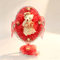Miroir de Maquillage de Bureau Ours Adorable Rotatif à 360°, Miroir Cosmétique de Table Vintage en Dentelle, Ornement de Maison, Cadeau d'Anniversaire et de Mariage, Vente en Gros