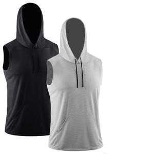 قمصان رياضية بدون أكمام للرجال مع شعار مخصص، هودي رياضي للتمارين، ملابس رياضية بمقاسات كبيرة مع قلنسوة - Product Image 2