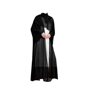 Abayas Al Hijrah Dubai para Mujeres Musulmanas, Abaya de Ramadán de Color Sólido, Cárdigan de Chifón, Pañuelo para la Cabeza, Dos Piezas, Estampado Digital, Poliéster - Product Image 4