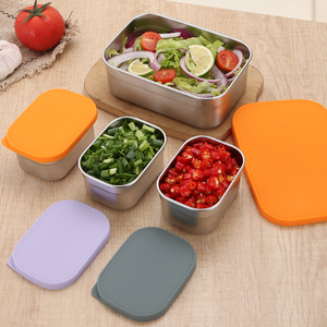 Boîte à lunch hermétique en acier inoxydable 304 avec couvercle en silicone, fournie par l'usine, pour le bureau, boîte à lunch portable, récipient alimentaire en métal - Product Image 3