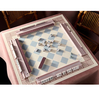 Set Permainan Mahjong Amerika Pastel Chinoiserie 160PCS Mauve Brown Mint Empat Lapis Akrilik Pagoda Oriental Hewan Hadiah Unik