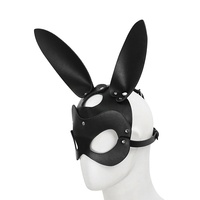 BDSM — accessoire de Cosplay en cuir Sexy, masque en forme de tête de chat, lapin, noir, accessoires pour Halloween, carnaval