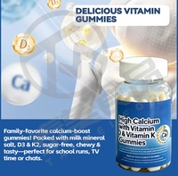Suikerloze fruitige gummy snoepjes met hoog calciumgehalte, vitamine D & K, in een fles