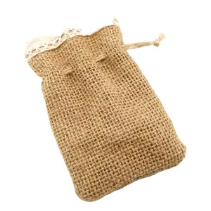 手工制作的黄麻袋黄麻麻布拉绳袋礼品袋Jutte Zakjes Diy包圣诞派对婚礼饰品小袋