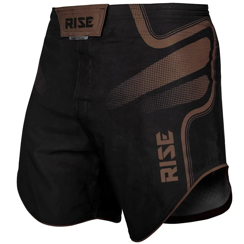 Pantalones cortos BJJ con impresión de sublimación personalizada con logotipo marrón dividido para hombres mma