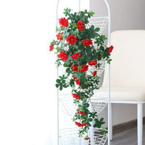 Xin Xinyi Panier mural suspendu pour plantes artificielles, guirlande de fleurs en soie, décoration murale verte, Série Pêche BG-5 - Product Image 3