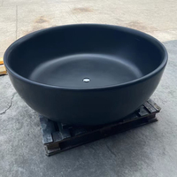 Baignoire de baignoire en résine artificielle de luxe autoportante personnalisée noire mate en pierre acrylique à surface solide
