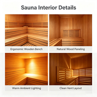 Ruang Sauna Inframerah 3-4 Orang, Sauna Cahaya Merah, Sauna Inframerah Spektrum Penuh Low EMF untuk Apartemen