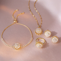 Parures de bijoux tendance en acier inoxydable, chaîne en acier inoxydable, zircon œil de chat, collier trèfle à quatre feuilles, bracelet rotatif, boucles d'oreilles, bague pour femmes