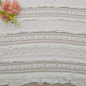 Tissu en dentelle élastique écologique en nylon-spandex blanc tricoté pour vêtements et décoration de vêtements avec motif floral - Product Image 2