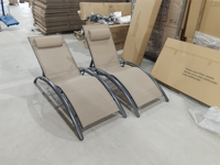 Chaise longue moderne pliable et portable à 4 positions avec structure métallique et tissu en toile pour l'extérieur