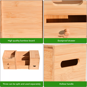 4-Tier Bamboo Desk Organizer with Drawers Makeup <b>Storage</b> Multifunctional <b>for</b> Home Office Supplies - Product Image 4