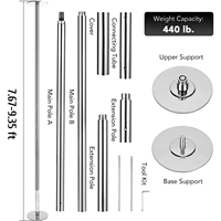 DANSE POLE PORTABLE EXERCICE SPINNING HOME GYM DANCING FITNESS + 2 x EXTENSIONS
