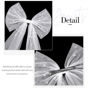 Serre-tête nœud perlé pour future mariée, pince à cheveux en maille, accessoires pour <span class=keywords><strong>enterrement</strong></span> <span class=keywords><strong>de</strong></span> <span class=keywords><strong>vie</strong></span> <span class=keywords><strong>de</strong></span> jeune fille - Product Image 3