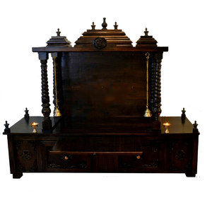 Templo Plegable de Madera de Teca Tallada de Estilo Contemporáneo, Templo de Madera de Teca Sólida de Primera Calidad para el Hogar, Mandir Moderno de Madera de Teca Tallada a Mano - Product Image 1