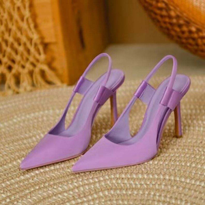 Sandales élégantes pour femmes à talons hauts, en tissu élastique, à bout pointu, couleur unie, ajourées, style tempérament - Product Image 3
