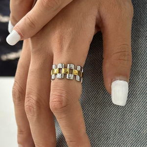 Geometric Square Hollow Ring 18k Stainless Steel Unisex Party Jewelry - Product Image 4