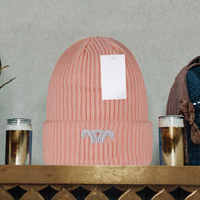 Gorro de Punto de Lana 100% con Diseño a Cuadros, Estilo Otoño Invierno, Unisex para Adultos, con Logotipo Personalizado Bordado y Letra de Diseñador en el Borde