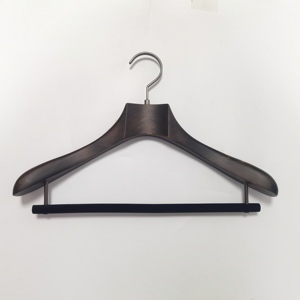 Nhà Sản Xuất Bán Buôn Biểu Tượng Tùy Chỉnh Cao Cấp Deluxe Đơn Tier Gỗ Tự Nhiên Sang Trọng Coat Hanger Với Nhung Thanh - Product Image 6