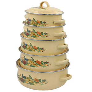 Original Brand New ESSAR ENAMEL WARE Heavy Cast Iron Stew <b>Pot</b> Set Durable Metal Material Soup & Stock <b>Pots</b> - Product Image 3