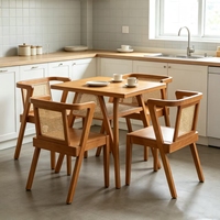 Ensemble table et chaises en bois massif chinois, finition noyer noir, chaises empilables avec dossier, idéal pour petits espaces, 1 table + 2 chaises