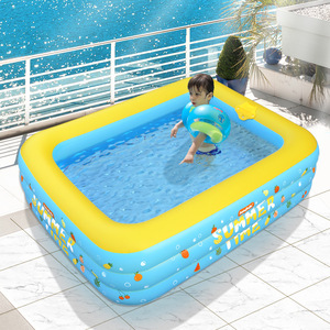 Piscina inflable para niños, de PVC, para uso doméstico en exteriores, divertida para el verano, de forma rectangular. - Product Image 1