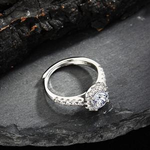 1ct Diamond Zircon Sparkling Open <b>Adjustable</b> Wedding Engagement <b>Ring</b> Non-Fade Bridal Finger <b>Ring</b> Wedding Jewelry - Product Image 3