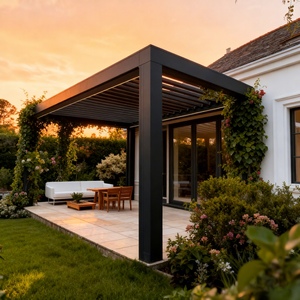 ศาลาพักผ่อนกลางแจ้งอลูมิเนียมแบบกำหนดเอง แข็งแรงทนทาน พร้อมไฟ LED ดีไซน์จากธรรมชาติ สำหรับสวนและกิจกรรมกลางแจ้ง - Product Image 1