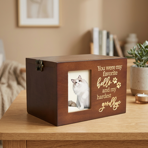 Wood Pet <b>Memorial</b> Urn Rectangle Shape With Photo Frame For Cats Classical Style Durable Handcrafted Keepsake <b>Box</b> - Product Image 2