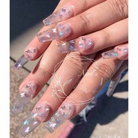 Ongles décoratifs design personnalisé, ongles acryliques de jeune femme, ongles longs, fournisseur de ballerine