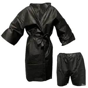 Robes Non tissées jetables pour femmes, Boxer noir de grande taille pour hommes, sous-vêtements Kimono de Spa, traitements de Massage à la cire
