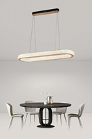 Lustre de luxe long ovale pour salle à manger, lampe d'îlot artistique pour restaurant, suspension moderne en acier inoxydable et acrylique